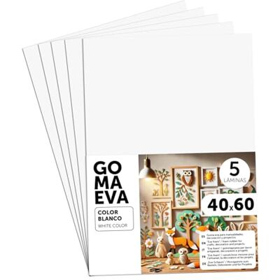 m-office Färgglada Eva Gummiark, Crepla Gummi för Scrapbooking, Skola, Kreativa Kartonger, Hantverk, Scenografi Kakor, Skola eller Konstprojekt 40x60 cm (Vit, 5 uds) m-office Färgglada Eva Gummiark, Crepla Gummi för Scrapbooking, Skola, Kreativa Kartonger, Hantverk, Scenografi Kakor, Skola eller Konstprojekt 40x60 cm (Vit, 5 uds)