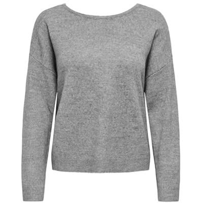 ONLY Onladele Ls Lace Mix O-Neck Cc KNT, Ljusgrå melange, XL ONLY Onladele Ls Lace Mix O-Neck Cc KNT, Ljusgrå melange, XL