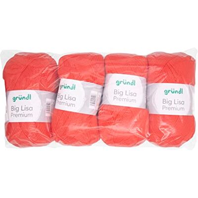 Gründl Big Lisa Premium stick- och virkgarn (lättvårdat garn tillverkat av 100% polyakryl, 250 g/665 m, nåltjocklek: 3,5–4,5, 4 nystan á 250 g), orange Gründl Big Lisa Premium stick- och virkgarn (lättvårdat garn tillverkat av 100% polyakryl, 250 g/665 m, nåltjocklek: 3,5–4,5, 4 nystan á 250 g), orange