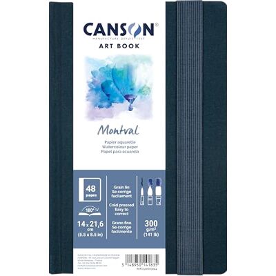 Canson Professional Book, akvarellpapper, finkorn, 300gsm, 140lb, sydd anteckningsbok, Inbunden, 14 x 21,6 cm, vit, 24 ark Canson Professional Book, akvarellpapper, finkorn, 300gsm, 140lb, sydd anteckningsbok, Inbunden, 14 x 21,6 cm, vit, 24 ark