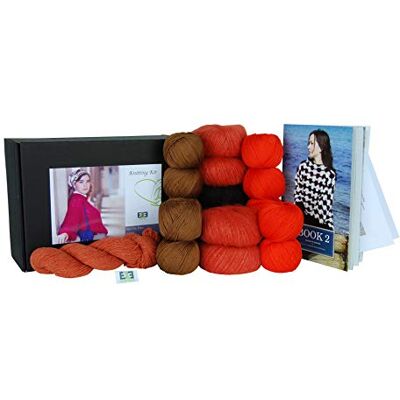 DesignEtte No-s-2719 2XL/3XL O/B Stickat set Girl on Fire, 100% merceriserad egyptisk bomull, superbarn mohair-siden och Shetland-ylle, 2XL, 3XL, orange/brun, nr S-2719 DesignEtte No-s-2719 2XL/3XL O/B Stickat set Girl on Fire, 100% merceriserad egyptisk bomull, superbarn mohair-siden och Shetland-ylle, 2XL, 3XL, orange/brun, nr S-2719