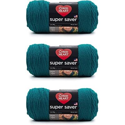 Red Heart Rött hjärta supersparpaket med 3 – äkta blågrön – 198 g – akryl – 4 medium (kamgarn – 364 meter – stickning, virkning, hantverk och amigurumi Red Heart Rött hjärta supersparpaket med 3 – äkta blågrön – 198 g – akryl – 4 medium (kamgarn – 364 meter – stickning, virkning, hantverk och amigurumi