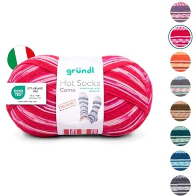 Gründl ull Hot Socks Como 4-vägs – strumpull för 1 par strumpor – strumpgarn – mjuk och hudvänlig – 75% ny ull, 25% polyamid – 1 nystan 100 g/420 m – nåltjocklek 2,5–3 – hallonvit Gründl ull Hot Socks Como 4-vägs – strumpull för 1 par strumpor – strumpgarn – mjuk och hudvänlig – 75% ny ull, 25% polyamid – 1 nystan 100 g/420 m – nåltjocklek 2,5–3 – hallonvit