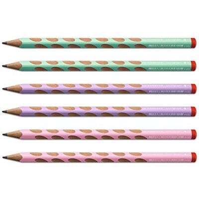 STABILO Ergonomisk triangulär penna för högerhänta – stabil Easygraf i pastellgrön, pastellrosa, pastellila – 6-pack – hårdhet HB STABILO Ergonomisk triangulär penna för högerhänta – stabil Easygraf i pastellgrön, pastellrosa, pastellila – 6-pack – hårdhet HB