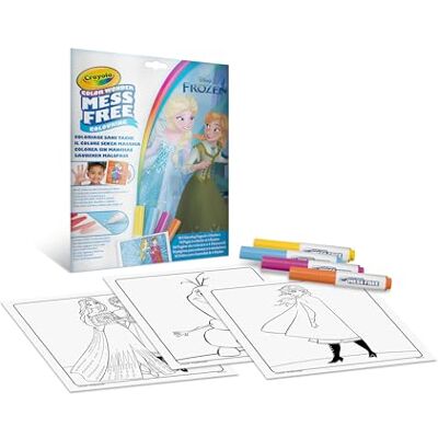 CRAYOLA Färgwonder, färgläggningsset med 18 målarsidor och 4 fläckfria markörer, frusen, kreativa aktiviteter för barn, åldrar 3,4,5 år, kod 25–2907 CRAYOLA Färgwonder, färgläggningsset med 18 målarsidor och 4 fläckfria markörer, frusen, kreativa aktiviteter för barn, åldrar 3,4,5 år, kod 25–2907
