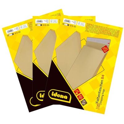 Idena 11093-3 – fraktpåsar DIN B4, 30 stycken självhäftande, veckade påsar med 4 cm golvveck, kuvert utan fönster, tillverkade av 140 g/m² FSC-återvunnet papper i brunt Idena 11093-3 – fraktpåsar DIN B4, 30 stycken självhäftande, veckade påsar med 4 cm golvveck, kuvert utan fönster, tillverkade av 140 g/m² FSC-återvunnet papper i brunt