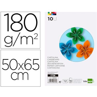 Liderpapel LEDERPAPPER KARTULIN 50X65 CM 180G/M2 10 SURTID FÄRGER 10 BLAD PAKET Liderpapel LEDERPAPPER KARTULIN 50X65 CM 180G/M2 10 SURTID FÄRGER 10 BLAD PAKET