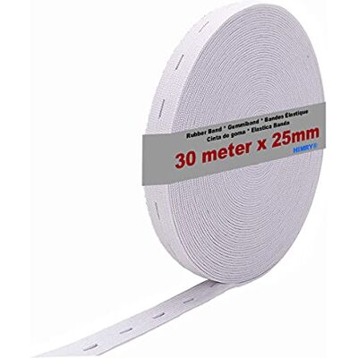HIMRY 30 m x 20 mm gummiband med knapphål, hålgummi platt elastiskt syband tvättgummi, för sömnad, mammamode, gör-det-själv hantverk, hantverk, hantverk, stickning, kundspecifika kläder, vit, KXB5091 HIMRY 30 m x 20 mm gummiband med knapphål, hålgummi platt elastiskt syband tvättgummi, för sömnad, mammamode, gör-det-själv hantverk, hantverk, hantverk, stickning, kundspecifika kläder, vit, KXB5091