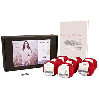 DesignEtte Lady Sybils vuxna stickningskit 100 procent merceriserad egyptisk bomull ull garn bollar och mönster i en uppsättning nybörjare starthantverk pack låda 50 g 127 m/5 lager röda rosor 9226, L DesignEtte Lady Sybils vuxna stickningskit 100 procent merceriserad egyptisk bomull ull garn bollar och mönster i en uppsättning nybörjare starthantverk pack låda 50 g 127 m/5 lager röda rosor 9226, L