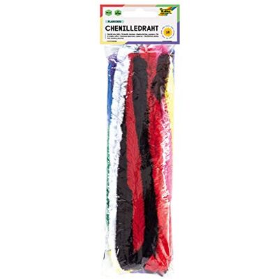 Folia av metalltråd chenille, 20mm x 500mm, färger - 6-pack Folia av metalltråd chenille, 20mm x 500mm, färger - 6-pack