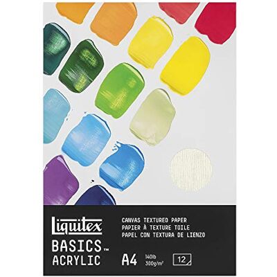 Liquitex 4602004 Basics akrylpapper – målarblock för akrylfärger, 12 ark vitt, 300 g/m² tungt målningspapper för akrylmålning, 100% syrafri med kanvasprägling – A4 Liquitex 4602004 Basics akrylpapper – målarblock för akrylfärger, 12 ark vitt, 300 g/m² tungt målningspapper för akrylmålning, 100% syrafri med kanvasprägling – A4