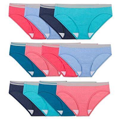 Fruit of the Loom damunderkläder (förpackning med 12), Bomullsblandning – låg stigning – 12-pack – blå/lila/grå, 5 Fruit of the Loom damunderkläder (förpackning med 12), Bomullsblandning – låg stigning – 12-pack – blå/lila/grå, 5