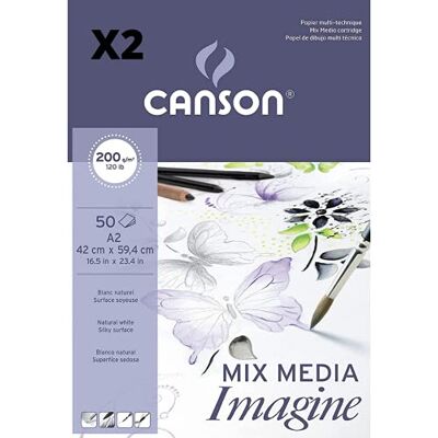 OFITURIA Canson Offituria Imagine 200g A2 limmad block, 50 ark, 42 cm x 59,4 cm, låda med 2 OFITURIA Canson Offituria Imagine 200g A2 limmad block, 50 ark, 42 cm x 59,4 cm, låda med 2