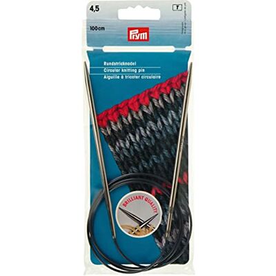 Prym 40 tum cirkulära mässingsstickningsnålar, 4,5 mm Prym 40 tum cirkulära mässingsstickningsnålar, 4,5 mm