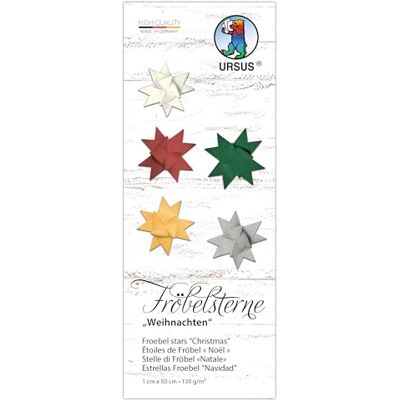 Ursus 3497 00 99 – Frövstjärnor "Jul", 130 g/m² av tonteckningspapper, 100 vikremsor, storlek 1 x 50 cm, Ø 4,3 cm, 5 färger, med pysselinstruktioner, gör-det-själv pysselpapper att vika ihop Ursus 3497 00 99 – Frövstjärnor "Jul", 130 g/m² av tonteckningspapper, 100 vikremsor, storlek 1 x 50 cm, Ø 4,3 cm, 5 färger, med pysselinstruktioner, gör-det-själv pysselpapper att vika ihop