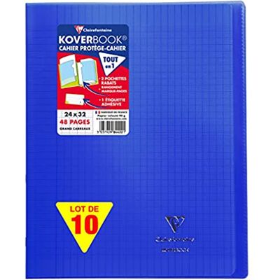 Clairefontaine 984422C en uppsättning med 10 Koverbook marinblå häftade anteckningsböcker 24 x 32 cm 48 sidor med stora rutor 90 g vitt papper Polypro-omslag Clairefontaine 984422C en uppsättning med 10 Koverbook marinblå häftade anteckningsböcker 24 x 32 cm 48 sidor med stora rutor 90 g vitt papper Polypro-omslag