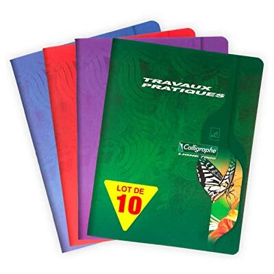 Clairefontaine Ref 2592C – kalligrafi stapelbunden ryggrad anteckningsbok (48 ark) – 17 x 22 cm, senior och vanlig linjering, 70 gsm vellumpapper, offsetkortskydd, blandade färger – förpackning med 10 Clairefontaine Ref 2592C – kalligrafi stapelbunden ryggrad anteckningsbok (48 ark) – 17 x 22 cm, senior och vanlig linjering, 70 gsm vellumpapper, offsetkortskydd, blandade färger – förpackning med 10
