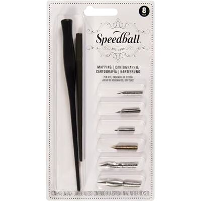 Speedball 2965 Mapping Pen Set, svart, 8-delat set Speedball 2965 Mapping Pen Set, svart, 8-delat set