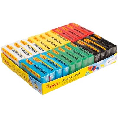 Jovi Förpackning med 24 tabletter med 50 gram, 6 grundfärger, icke-giftig, glutenfri, vegetabilisk bas för barn från 3 år, hantverk och spel (P70/24B) Jovi Förpackning med 24 tabletter med 50 gram, 6 grundfärger, icke-giftig, glutenfri, vegetabilisk bas för barn från 3 år, hantverk och spel (P70/24B)