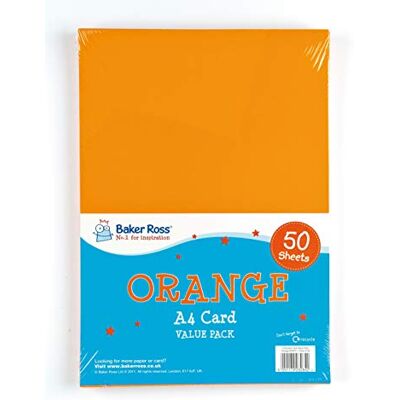 Baker Ross A4 orange kartong (220 g/m²) sparförpackning (förpackning med 50 stycken), perfekt för barn, konst- och pysselaktiviteter, kollage och modellbyggnad Baker Ross A4 orange kartong (220 g/m²) sparförpackning (förpackning med 50 stycken), perfekt för barn, konst- och pysselaktiviteter, kollage och modellbyggnad
