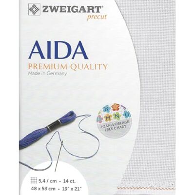 MARUSSIA Tvågart AIDA precut 14 ct. Stern-Aida 3706 färg 7011 ljusgrå, handmaterial för korsstygn 48 x 53 cm MARUSSIA Tvågart AIDA precut 14 ct. Stern-Aida 3706 färg 7011 ljusgrå, handmaterial för korsstygn 48 x 53 cm