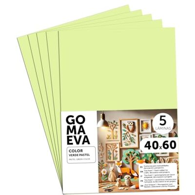 m-office Färgglada Eva Gummiark, Crepla Gummi för Scrapbooking, Skola, Kreativa Kartonger, Hantverk, Scenografi Kakor, Skola eller Konstprojekt 40x60cm (Pastellgrön, 5 uds) m-office Färgglada Eva Gummiark, Crepla Gummi för Scrapbooking, Skola, Kreativa Kartonger, Hantverk, Scenografi Kakor, Skola eller Konstprojekt 40x60cm (Pastellgrön, 5 uds)