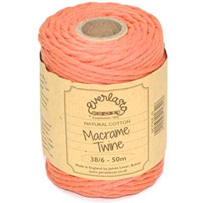 EVERLASTO 50 m spolar – enkel vridning mjuk bomullsfärgad makramé hantverksgarn 38/6 (4 mm cirka) (orange) EVERLASTO 50 m spolar – enkel vridning mjuk bomullsfärgad makramé hantverksgarn 38/6 (4 mm cirka) (orange)