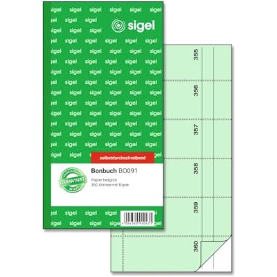 Sigel BO091 Bonbook, 360 bokstäver grön, 10,5 x 20 cm, 2 x 60 ark, självhäftande Sigel BO091 Bonbook, 360 bokstäver grön, 10,5 x 20 cm, 2 x 60 ark, självhäftande