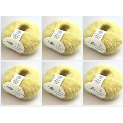 MARUSSIA 6 x Sally by Permin – flygande garn av superfin alpacka, bomull och merino (175 m/50 g) (05 solgul) MARUSSIA 6 x Sally by Permin – flygande garn av superfin alpacka, bomull och merino (175 m/50 g) (05 solgul)