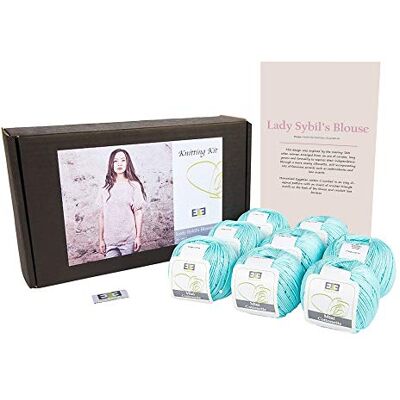 DesignEtte Lady Sybils vuxna stickningskit 100 procent merceriserad egyptisk bomull ull garn bollar och mönster i en uppsättning nybörjare starthantverk pack låda 50 g 127 m/5 lager tuggummi blå, XL DesignEtte Lady Sybils vuxna stickningskit 100 procent merceriserad egyptisk bomull ull garn bollar och mönster i en uppsättning nybörjare starthantverk pack låda 50 g 127 m/5 lager tuggummi blå, XL
