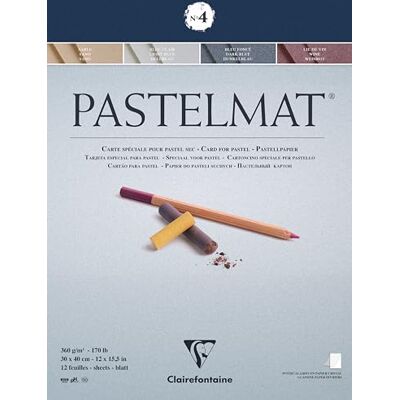 Clairefontaine Ref 96112C Pastelmat Pastellkort Pad No.4 (12 ark) 360 gsm kort 30 x 40 cm blandade färger speciellt formulerad för användning med pasteller Clairefontaine Ref 96112C Pastelmat Pastellkort Pad No.4 (12 ark) 360 gsm kort 30 x 40 cm blandade färger speciellt formulerad för användning med pasteller