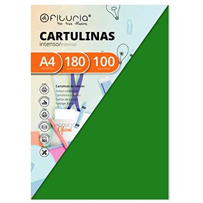 OFITURIA Förpackning med 100 kartonger färg grön storlek A4 180 g OFITURIA Förpackning med 100 kartonger färg grön storlek A4 180 g