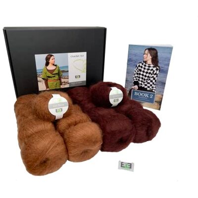 DesignEtte Virkkit norrsken 100 procent rå siden och super barn mohair liten mocka/brun No-S-9314 inkluderar garnmönster häfte och en etikett, XS/S DesignEtte Virkkit norrsken 100 procent rå siden och super barn mohair liten mocka/brun No-S-9314 inkluderar garnmönster häfte och en etikett, XS/S
