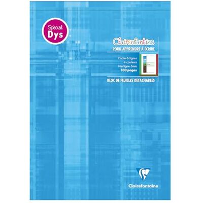 Clairefontaine 6148C Bloc écriture "Clairenfantine" spécial Dys encollé 21x29,7cm 100 pages détach. cadre & lignes 4 couleurs Interligne 5 mm Clairefontaine 6148C Bloc écriture "Clairenfantine" spécial Dys encollé 21x29,7cm 100 pages détach. cadre & lignes 4 couleurs Interligne 5 mm