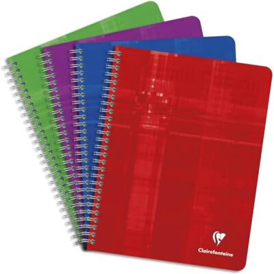 Clairefontaine 68761C uppsättning med 5 spiralanteckningsböcker – 17 x 22 cm – 180 Seyes linjerade sidor – vitt papper 90 g – laminerat kortskydd – slumpmässiga färger Clairefontaine 68761C uppsättning med 5 spiralanteckningsböcker – 17 x 22 cm – 180 Seyes linjerade sidor – vitt papper 90 g – laminerat kortskydd – slumpmässiga färger