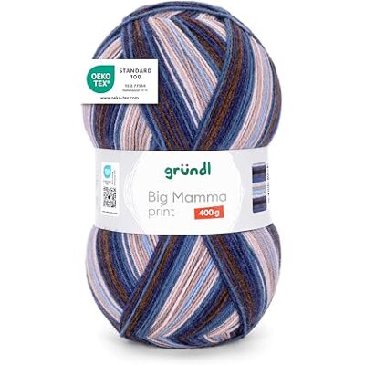 Gründl Ull Big Mamma Print – XXL-ull för stickning med färggradient – mjuk och hudvänlig – 100% polyakryl – 1 nystan 400 g/1040 m – nåltjocklek 3,5–4,5 – jeansblå-hasselnöt-åtkomst Gründl Ull Big Mamma Print – XXL-ull för stickning med färggradient – mjuk och hudvänlig – 100% polyakryl – 1 nystan 400 g/1040 m – nåltjocklek 3,5–4,5 – jeansblå-hasselnöt-åtkomst