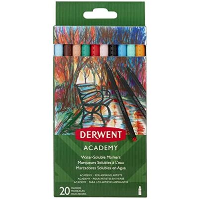 Derwent Academy Tuschpennor, Vattenlösliga, Blandade Färger, 20-Pack, 98202 Derwent Academy Tuschpennor, Vattenlösliga, Blandade Färger, 20-Pack, 98202