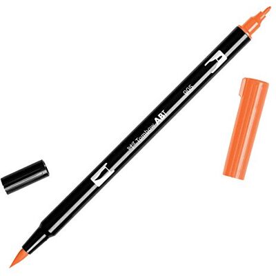 Tombow ABT-905 fiberpenna dubbla borstar penna med två spetsar, red Tombow ABT-905 fiberpenna dubbla borstar penna med två spetsar, red