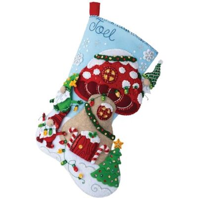 Bucilla Filtstrumpa applikationssats 45 cm lång tomte till jul Bucilla Filtstrumpa applikationssats 45 cm lång tomte till jul