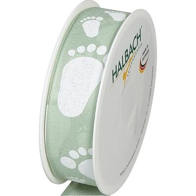 Halbach Seidenbänder Halbach sidenband presentband baby 25 mm x 16 m Band som dekoration för babyparty och för förpackning av presenter till babyshower Färg: mint/vit Halbach Seidenbänder Halbach sidenband presentband baby 25 mm x 16 m Band som dekoration för babyparty och för förpackning av presenter till babyshower Färg: mint/vit