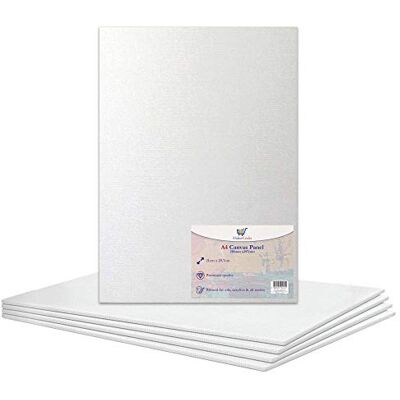 Habercrafts A4 Canvas panel sträckt tom kanvas bräda grundade konstnärstavlor 100 % bomull för oljemålning akrylmålning blandade medier syrafria vita dukar konstmålningspanel (A4-storlek – 210 x 297 mm – 5 brädor) Habercrafts A4 Canvas panel sträckt tom kanvas bräda grundade konstnärstavlor 100 % bomull för oljemålning akrylmålning blandade medier syrafria vita dukar konstmålningspanel (A4-storlek – 210 x 297 mm – 5 brädor)