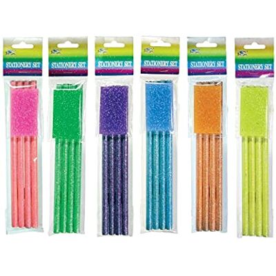 Alevar 6 set 4 pennor Barn HB trä glitter med gummi Alevar 6 set 4 pennor Barn HB trä glitter med gummi