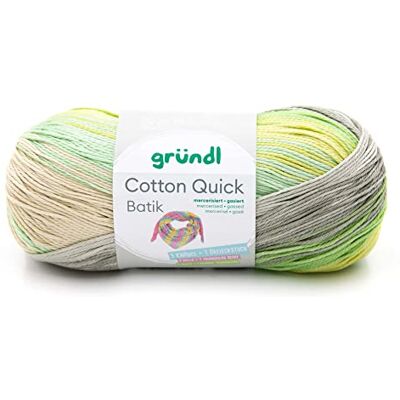 Gründl 4921-03 Cotton Quick Batikgarn, natur-turkos-gul-grön, 1 x 100 g Gründl 4921-03 Cotton Quick Batikgarn, natur-turkos-gul-grön, 1 x 100 g