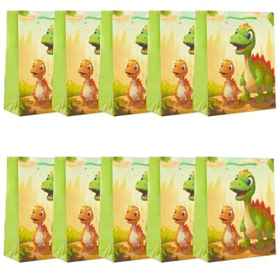 Idena 30480-10 – presentpåsar Dino, 10 stycken, presentpåse i storlek 25 x 34 x 9 cm, papperspåsar med dino-tryck Idena 30480-10 – presentpåsar Dino, 10 stycken, presentpåse i storlek 25 x 34 x 9 cm, papperspåsar med dino-tryck
