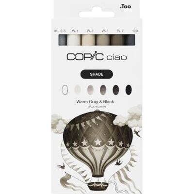 Copic Ciao Shade-set, varm grå svart, 6 st. Marker set för skuggning, för färggradient + detaljer, påfyllningsbar Perfekt för att komma in i gråtonsvärlden Inkl. 1 multiliner gratis Copic Ciao Shade-set, varm grå svart, 6 st. Marker set för skuggning, för färggradient + detaljer, påfyllningsbar Perfekt för att komma in i gråtonsvärlden Inkl. 1 multiliner gratis