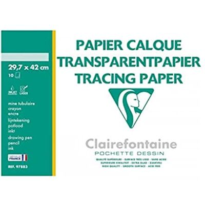 Clairefontaine Kalkeppar A3 70g - Transparent - Paket med 10 Clairefontaine Kalkeppar A3 70g - Transparent - Paket med 10