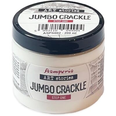 Stamperia Jumbo Crackle Step 1, Crackling Paste for Crafts, Furniture, Mixed Media Projects, and More, Creates Cracked Effect for Added Texture, Water Based (200ml) Stamperia Jumbo Crackle Step 1, Crackling Paste for Crafts, Furniture, Mixed Media Projects, and More, Creates Cracked Effect for Added Texture, Water Based (200ml)