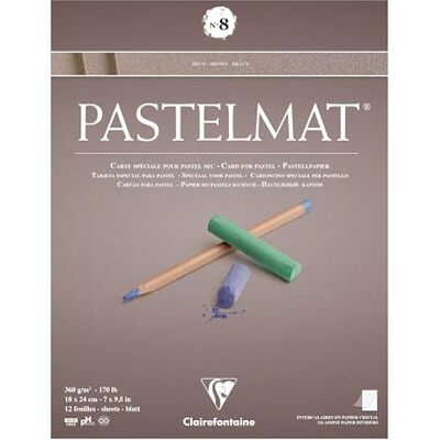 Clairefontaine 96013C Bloc Collé Pastelmat n°8-12 Feuilles Carte Spéciale pour Pastels Secs 18x24 cm 360g Brun Intercalaires en Papier Cristal Clairefontaine 96013C Bloc Collé Pastelmat n°8-12 Feuilles Carte Spéciale pour Pastels Secs 18x24 cm 360g Brun Intercalaires en Papier Cristal