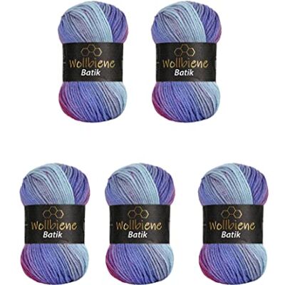 Wollbiene 5 x 100 g ullbi batik 500 gram ull med färggradient flerfärgad stickad ull virkad ull (2000 bär lila) Wollbiene 5 x 100 g ullbi batik 500 gram ull med färggradient flerfärgad stickad ull virkad ull (2000 bär lila)