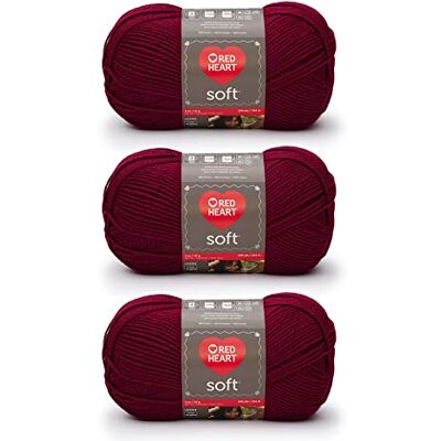 Red Heart mjukt vinfärgat garn, 3-pack, 141 g, akryl, 4 medium (kamgarn), 235 meter per nystan, för stickning och virkning. Red Heart mjukt vinfärgat garn, 3-pack, 141 g, akryl, 4 medium (kamgarn), 235 meter per nystan, för stickning och virkning.